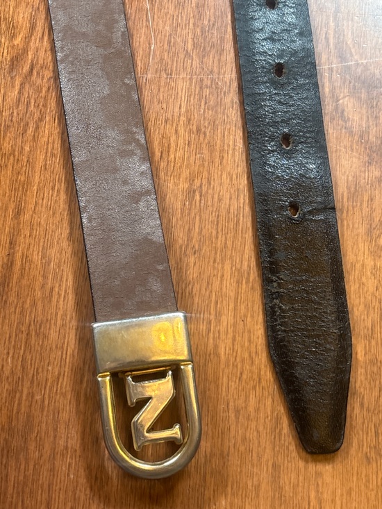 Source Unknown Other - Source Unknown Brown and Black Leather Men's Belt with Gold Buckle